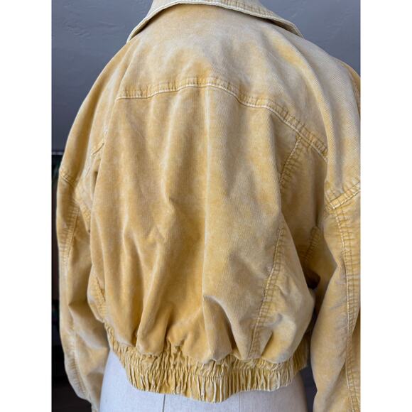 We The Free People Sure Thing Bomber Yellow Jacket Small Boho Corduroy - Picture 8 of 14